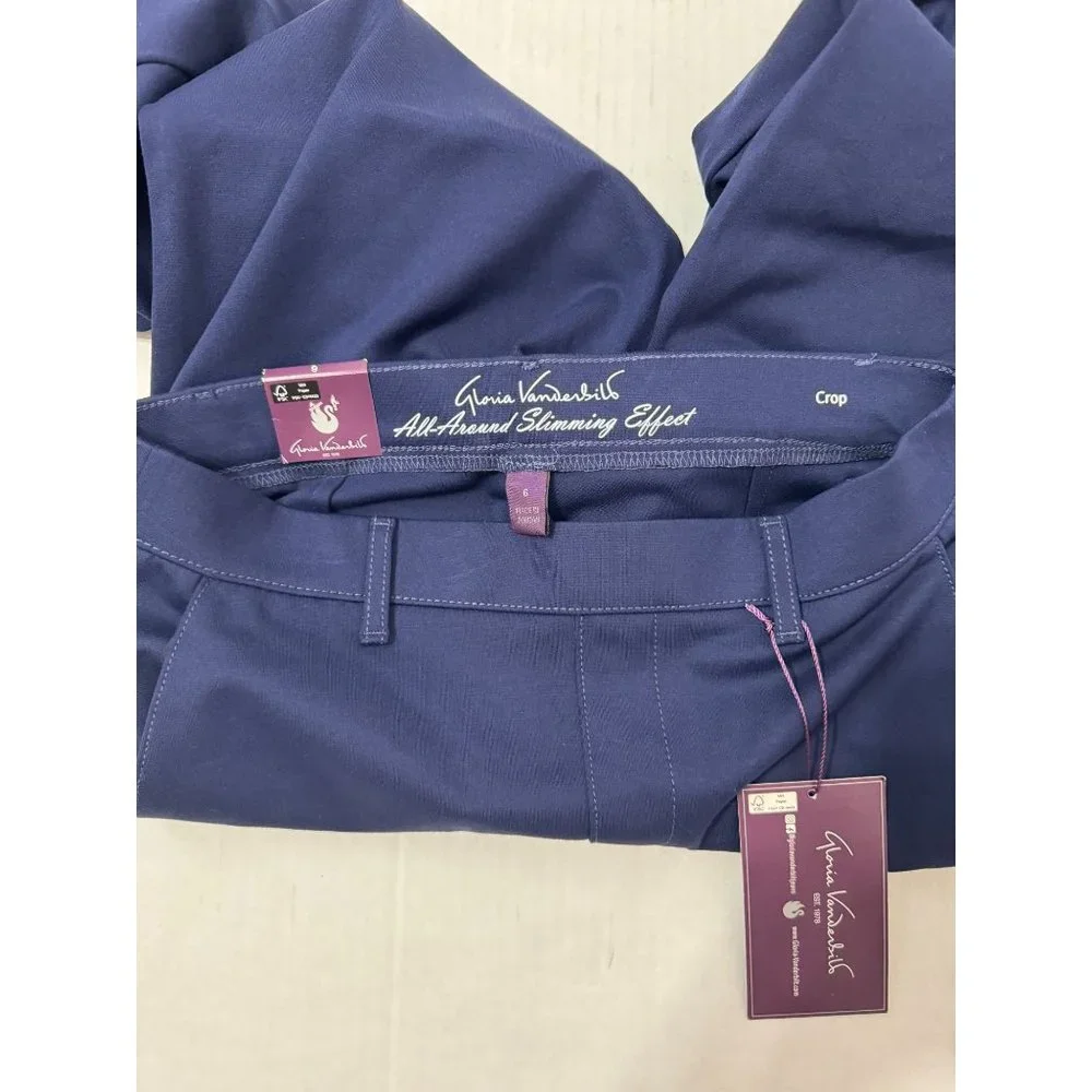 Gloria Vanderbilt NWT Sz 6 Marine Navy Pull On Crop Trouser - Picture 8 of 12